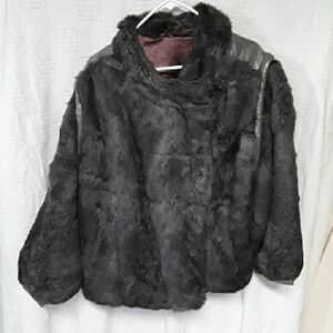 Vintage Natural Rabbit Fur Gray Coat